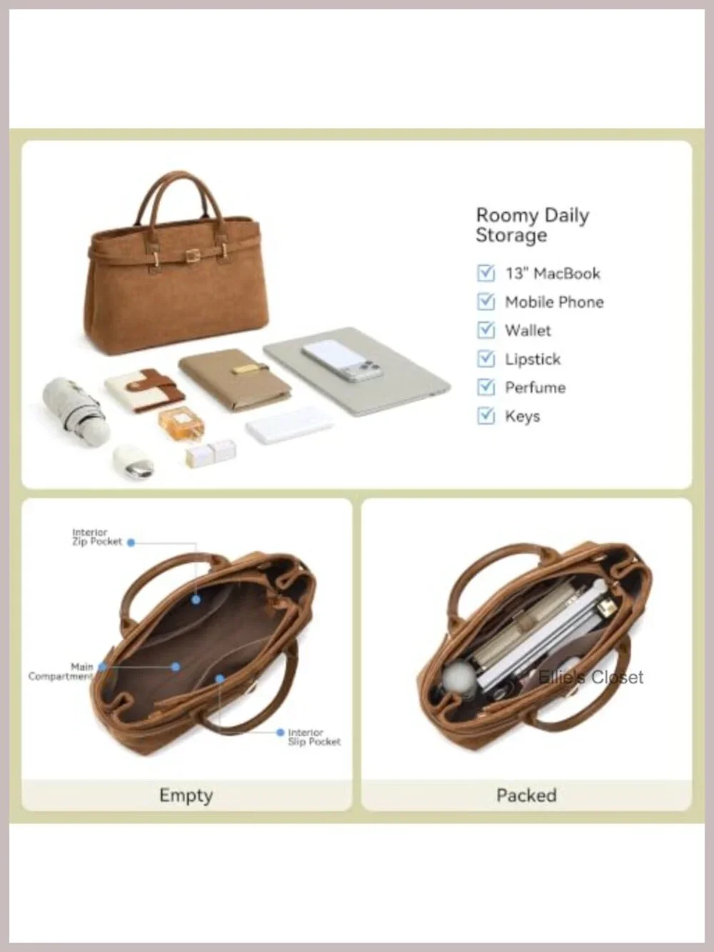 Vegan Leather Soft Satchel Bag Women Medium Work Tote Handbag